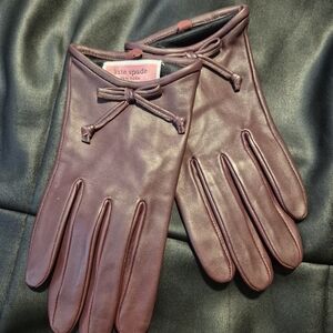 Kate Spade Burgandy Leather Gloves